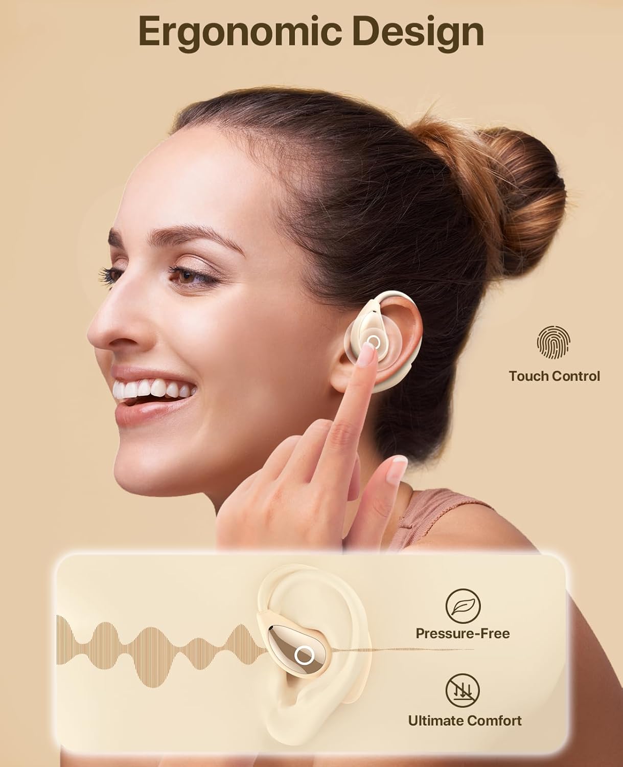 MOTMEX Openear earbuds sports LED battery display White